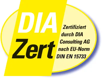 Zertifiziert durch DIA Consutling AG nach EU-Norm DIN EN 15733